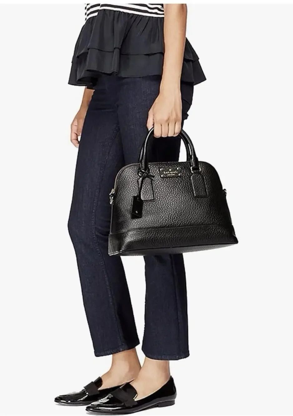 Kate Spade New York Wellesley Rachelle Leather Satchel/Crossbody Black/Black